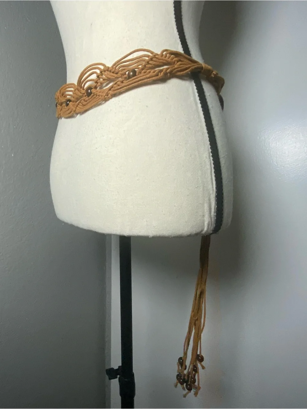 Y2K Boho Fairy Brown Wood Beaded Rope Belt One Size